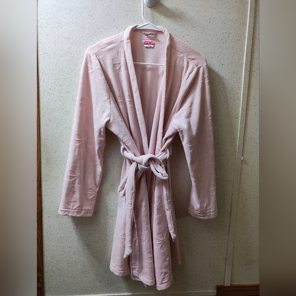 Kate Spade House Robe Medium Textured Floral Super Soft Knee Length Long Sleeve